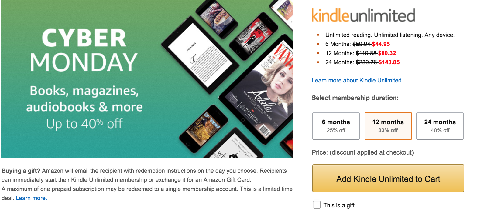 amazon kindle unlimited offer